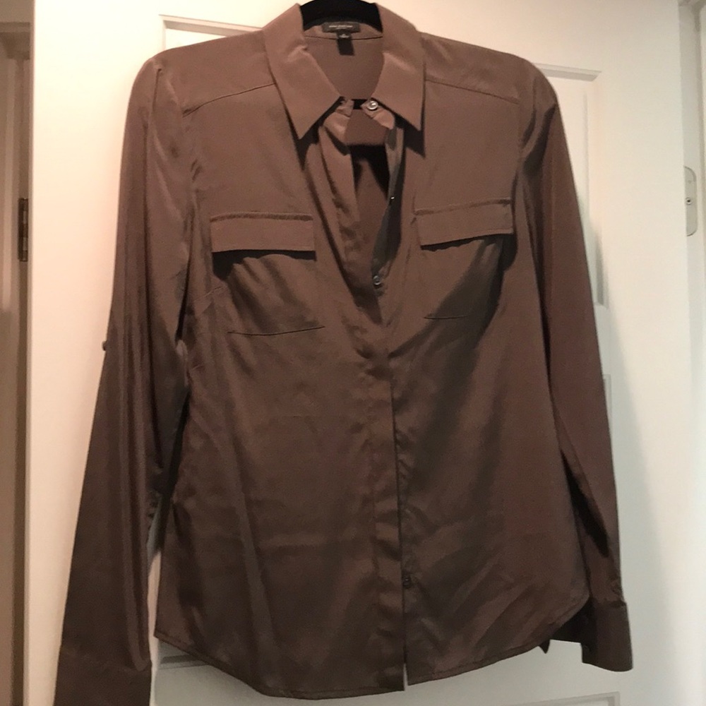 Ann Taylor Silk silver/tan color